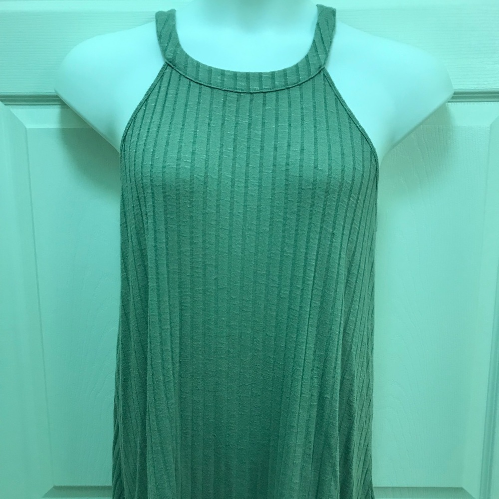 Light olive halter top, rubbed sweater material